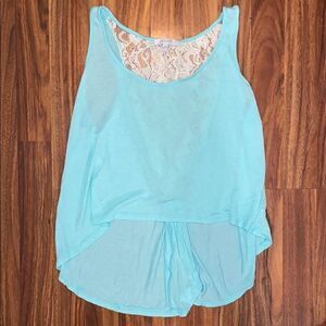 Delia*s High-Low Tank Lace Back Blue Women's Size Small